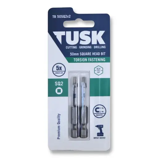 [TB50SQ2x2] TUSK Torsion Bits Square 2 - 50mm (2 pack)