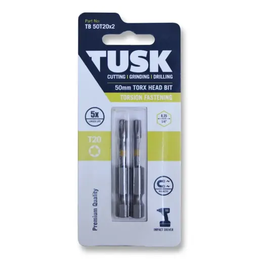 [TB50T20x2] TUSK Torsion Bits Torx Head 20 - 50mm (2 pack)