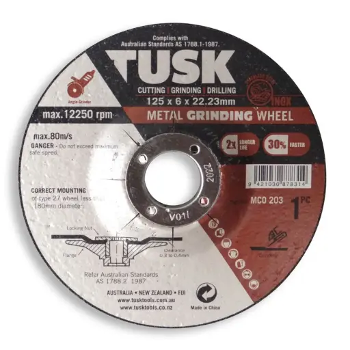 [MCO203] TUSK Metal Grinding Wheel 125mm x 6mm x 22.23mm bore