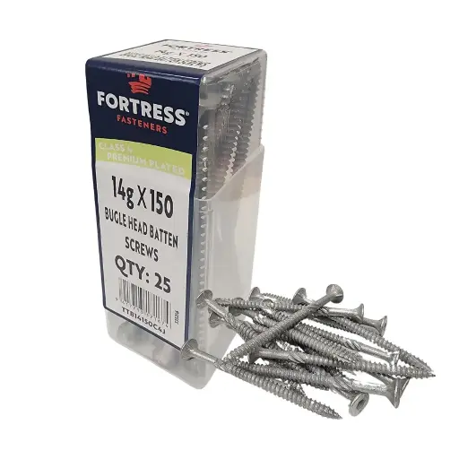 [P0070293] FORTRESS Batten Screw Bugle Head 14g x 150 Galvanised (jar of 25)