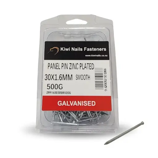 NZ NAILS Galvanised Panel Pin Zinc Plated 30 x 1.6mm - 500g