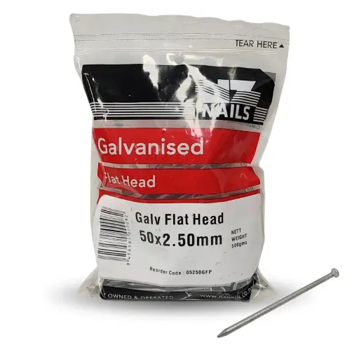 [050250GFP] NZ NAILS Flat Head Galvanised 50 x 2.50mm - 500g NAIL