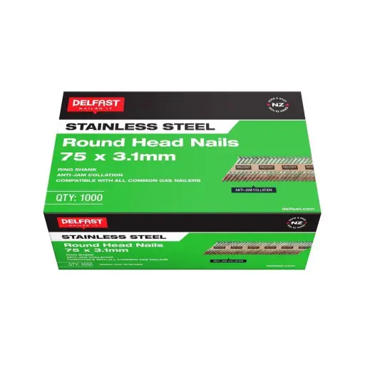 [FN-RD75RSS] DELFAST Stainless Steel Roundhead Nails Ring Shank (box of 1000) | 75 x 3.1mm