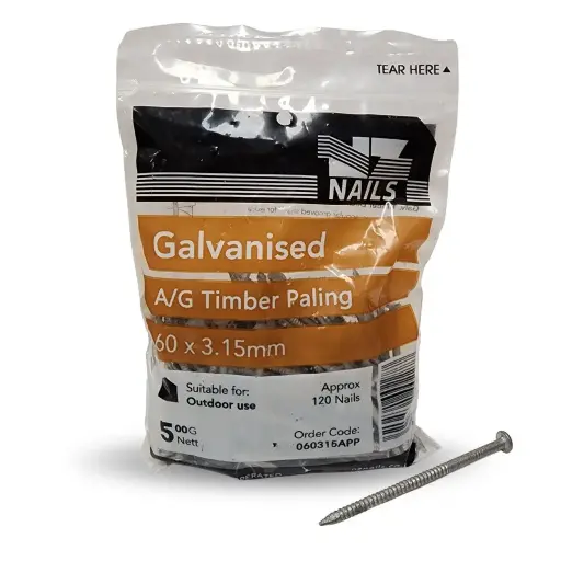 [060315APP] NZ NAILS Flathead Galvanised Angular Grooved Timber Paling 60 x 3.15mm - 500g