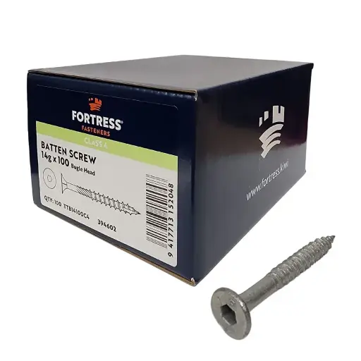 [P0047693] FORTRESS Batten Screw Bugle Head 14g x 100 Galvanised (box of 100)