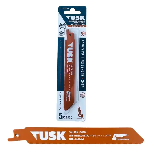 [TRB150TM] TUSK Bi-Metal Reciprocating Saw Blades for Thin Middle Metal 150mm - (5 piece pack)