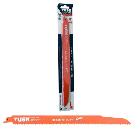[TRB300DD] TUSK Bi-Metal Reciprocating Saw Blades for Demolition 300mm - (5 piece pack)