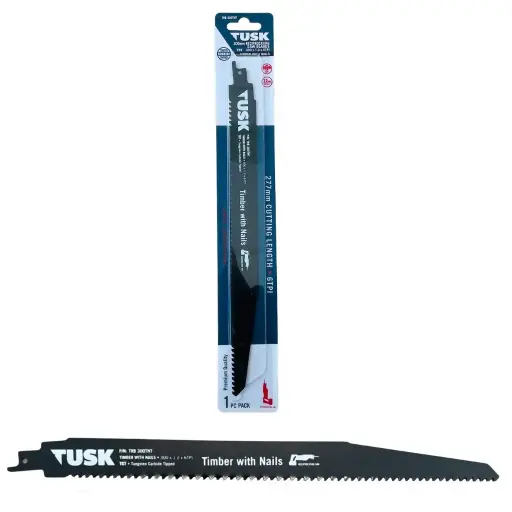 [TRB300TNT] TUSK Tungsten Carbide Tipped Reciprocating Saw blades for Timber with Nails 300mm - (1 piece pack)