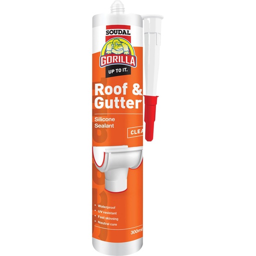 [19700] SOUDAL Gorilla Roof & Gutter Silicone Sealant Clear - 300ml