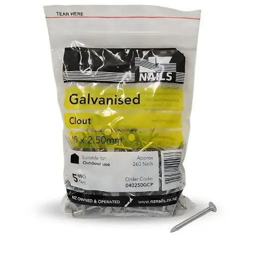 [040250GCP] NZ NAILS Clout Galvanised 40 x 2.50mm - 500g