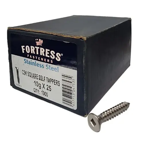 [137811] FORTRESS Self Tappers 10g x 25 Countersunk Flat Head Stainless Steel (box of 1000)