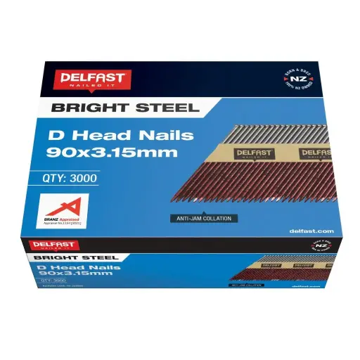 [FN-JDN90B] DELFAST Bright Steel D Head Nails (box of 3000) | 90 x 3.15mm
