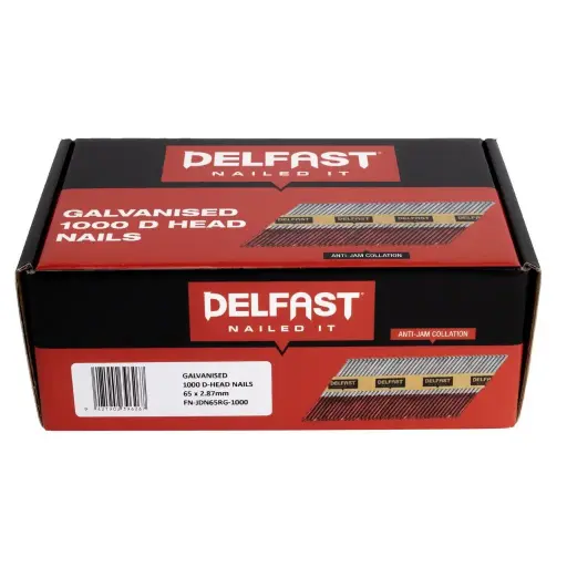 [FN-JDN65RG-1000] DELFAST Galvanised D Head Nails Ring Shank (box of 1000) | 65 x 2.87mm