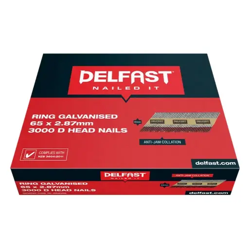 [FN-JDN65RG] DELFAST Galvanised D Head Nails Ring Shank 65 x 2.87mm (3000)