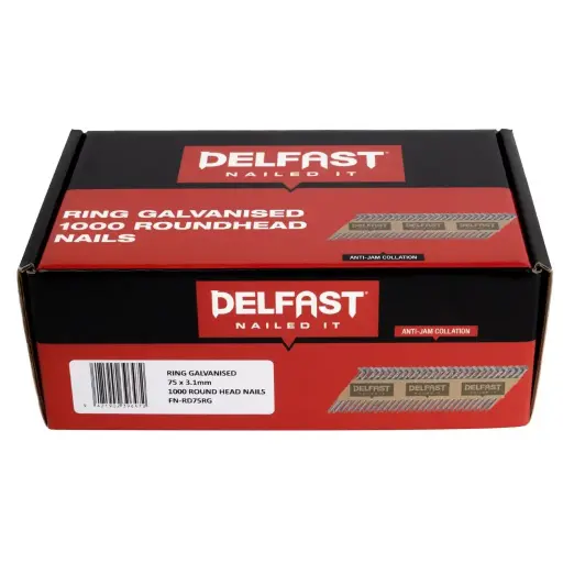[FN-RD75RG] DELFAST Galvanised Roundhead Nails Ring Shank (box of 1000) | 75 x 3.1mm
